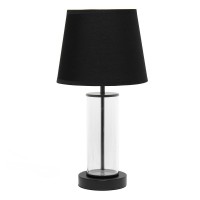 Encased Metal And Clear Glass Table Lamp Black