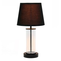 Encased Metal And Clear Glass Table Lamp Black