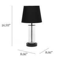 Encased Metal And Clear Glass Table Lamp Black