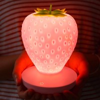 Wlhong Strawberry Night Lightcute Silicone Strawberry Lights Kawaii Room Decorusb Rechargeable Bedside Lamp 3 Gear Touch Light