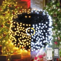 Lyhope Christmas Lights, 98.4Ft 300 Led Christmas Fairy Lights, Warm & White Color Changing String Lights, With Remote 11 Modes 30V Xmas Tree Twinkle Lights For Patio Yard Party Indoor Outdoor Decor