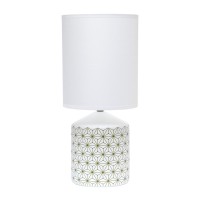 Spruce up the lighting in your home with this fashionably designed table lamp A beautiful repeat pattern printed on the base is paired effortlessly with a clean white fabric shade With a variety of color and print options available you are bound to find t