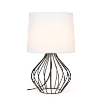 Geometrically Wired Table Lamp White On Black