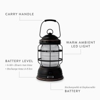 Barebones Forest Lantern - Vintage Style Railroad Lantern - Camping Light With Adjustable Brightness And Rechargeable Battery (Teal)