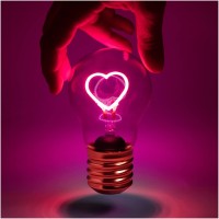 Suck Uk Heart Light Bulbs Battery Operated Light Bulb & Table Lamp Rechargeable Usb Light Bulb Cordless Night Light For Romantic Room Decor & Mood Lighting Neon Valentines Day Gifts,Pink