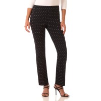 Rekucci Womens Ease Into Comfort Straight Leg Pant With Tummy Control (18, Blackwhite Pindot)