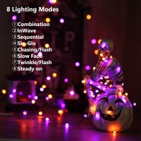 Ibaycon 2 Pack 50 Led Battery Halloween Lights 164Ft Battery Operated Halloween Lights Orange Purple Waterproof Twinkle Fairy