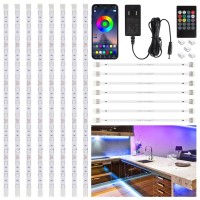 8 Pcs Rgb Under Cabinet Lighting Kit, App And Remote Control Led Strip Lights, Music Sync Color Changing Led Lights With Etl Listed Power Adapter, For Cabinet, Counter, Shelf, Bookcase, Display, 13Ft