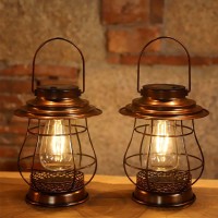 2Pack Solar Outdoor Lights Hanging Garden Decor Solar Lanterns Outdoor Waterproof Led Lights Retro Design For Passage Courtyard,Lawn, Patio Decoration