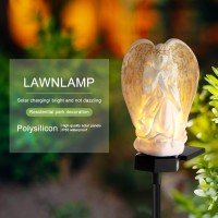 Hortsun 2 Pieces Garden Angel Led Solar Outdoor Lights Eternal Light Lawn Lamp Waterproof Solar For Outside Angel Cemetery Garden Decorations Yard Lawn Pathway Figurines