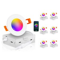 [6 Pack] Cloudy Bay 3 Inch Smart Wifi Led Recessed Lights,Rgbcw Color Changing,Compatible With Alexa And Google Home Assistant,No Hub Required,2700K-6500K,Ic Rated