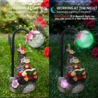 Sinhra Garden Gnomes Statue Decor, With Colorful Gradient Solar Led Lights Decoration For Outdoor Patio Balcony Yard Lawn Ornament Gift(Red)