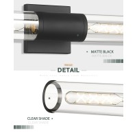 Metwet Bathroom Vanity Light Fixtures Matte Black Wall Lights In Clear Glass Indoor Wall Sconce Modern Wall Light Up And Down