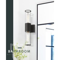 Metwet Bathroom Vanity Light Fixtures Matte Black Wall Lights In Clear Glass Indoor Wall Sconce Modern Wall Light Up And Down