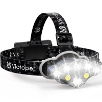 Victoper Rechargeable Headlamp, 8 Led 18000 High Lumen Bright Head Lamp With Red Light, Lightweight Usb Head Light, 8 Mode Waterproof Head Flashlight For Outdoor Running Hunting Camping Gear, Black