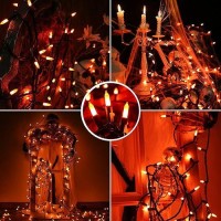 Toodour Orange Halloween Lights 75Ft 300 Count Incandescent Halloween String Lights Ul Certified Connectable Mini Bulbs Orange