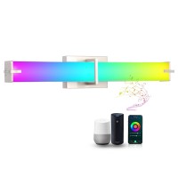 Cloudy Bay 24 Inch Smart Wifi Led Bathroom Vanity Light,Rgb Color Changing Vanity Lighting,Compatible With Alexa And Google Home Assistant,No Hub Required,25W 2700K-6500K,Cri90+ Damp Location