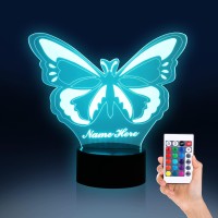 Oxyefei Personalized Butterfly Night Light Custom Name Led Lamp 3D Heart-Shaped Butterfly Lamp Bedroom Decoration Best Gift For Kids Adult Girls Christmas Valentine'S Day (Love)