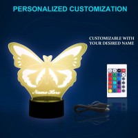 Oxyefei Personalized Butterfly Night Light Custom Name Led Lamp 3D Heart-Shaped Butterfly Lamp Bedroom Decoration Best Gift For Kids Adult Girls Christmas Valentine'S Day (Love)