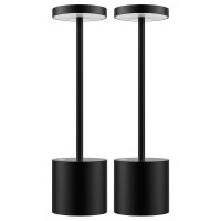 Mqloon Cordless Table Lamp, Dimmable Led Battery Table Lamp, Full Metal Housing, Portable Outdoor Lamp, Suitable For Restaurant, Party, Bedroom (Black 2Pack)