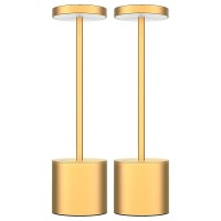 Mqloon Cordless Table Lamp, Dimmable Led Battery Table Lamp, Full Metal Housing, Portable Outdoor Lamp, Suitable For Restaurant, Party, Bedroom (Gold 2Pack)