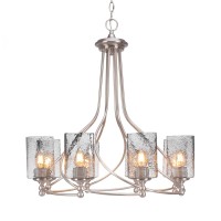 Capri 8 Light Chandelier Shown In Brushed Nickel Finish With 4