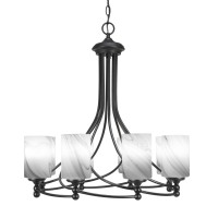 Capri 8 Light Chandelier Shown In Matte Black Finish With 4