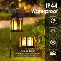 Gisanty Solar Hanging Lanterns Outdoor,2 Pack Black Flickering Candles Hanging Solar Lanterns Ip44 Waterproof Lighting Decorative For Porch Table Patio