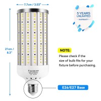 Fannicoo 500W Equivalent Led Corn Light Bulb 5000 Lumen 5000K 50W Large Area Cool Daylight White E26/E27 Medium Basefor Outdoor Indoor Factory Warehouse Workshop Garage Street Backyard Pack Of 2