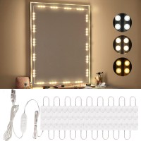 Consciot Led Vanity Lights For Mirror, Hollywood Style Vanity Mirror Lights Strip, Adjustable Color & Brightness, Usb Cable, Dimmable Makeup Lights Stick On For Vanity Table Dressing Room Mirror,White