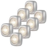 Energizer Led Tap Light, 8 Pack, Silver, Battery Operated, Wireless Lights, Stick On Lights, Portable, Under Cabinet Lighting, Push Light, Ideal For Kitchen Under Cabinet, Closets, And More, 70507