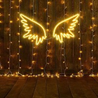 Neon Led Usb Powered Acrylic Signs Beautiful Dreamy Fluorescent Angel Wings Light Romantic Date Valentine'S Day Easter Barbershop Internet Cafe Interior Modern Minimalist Wall Decor(17.7