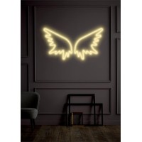 Neon Led Usb Powered Acrylic Signs Beautiful Dreamy Fluorescent Angel Wings Light Romantic Date Valentine'S Day Easter Barbershop Internet Cafe Interior Modern Minimalist Wall Decor(17.7