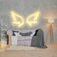 Neon Led Usb Powered Acrylic Signs Beautiful Dreamy Fluorescent Angel Wings Light Romantic Date Valentine'S Day Easter Barbershop Internet Cafe Interior Modern Minimalist Wall Decor(17.7