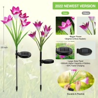 Kubace Solar Outdoor Lights Garden Decor 6 Pack Upgraded Solar Led Flower Lights With 24 Bigger Lily Flower Lamp 7 Color Chang