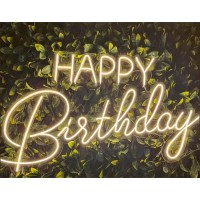 Neon Led Golden Happy Birthday Signs Usb Powered Acrylic Light For Wall Decor Teen Child Party Suprise Celebration Bedroom Livin