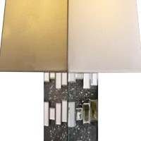 Table Lamp With Cuboid Shape And Mirrored Trim, Silver