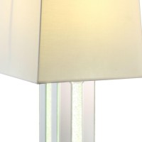 Table Lamp With Cuboid Shape Mirrored Base, Silver