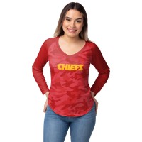 Foco Kansas City Chiefs Nfl Womens Wordmark Tonal Camo Raglan T-Shirt, Small