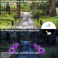 Aounq Solar Lights Outdoor Waterproof Purple Halloween Decorations Upgraded 4 Pack Solar Torches With Flickering Flame Waterpro