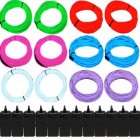 Jytrend 12 Pack 9Ft Neon Light El Wire With Battery Pack (Blue, Green, Red, White, Purple, Pink)