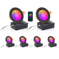 Cloudy Bay [6 Pack] 4Inch Smart Wifi Led Recessed Lights,Rgb Color Changing Recessed Lighting,Compatible With Alexa And Google Home Assistant,10W 2700K-6500K,Cri90+ Wet Location,Oil Rubbed Bronze