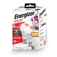 Energizer Connect Smart A19 Led White & Multi-Color Rgb Light Bulb With Voice Control And Remote Access Through Your Smartphone Compatible With Alexa And Google Assistant, 2 Pack