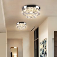 Cainjiazh Mini Chandelier Led Crystal Ceiling Light 2 Layers Round Flush Mount Ceiling Light Modern Chandelier Lighting For Hall