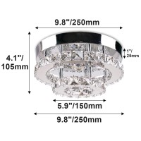 Cainjiazh Mini Chandelier Led Crystal Ceiling Light 2 Layers Round Flush Mount Ceiling Light Modern Chandelier Lighting For Hall