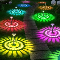 Dikesitu Bright Solar Pathway Lights Outdoor 8 Pack Color Changing, Ip67 Waterproof Solar Powered Garden Light For Walkway Yard Lawn Decorative(Multicolor&Warm White)