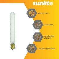 Sunlite 41665-Su Incandescent T6.5 Tubular Light Bulb, E17 Internediate Base, 40 Watts, 290 Lumens, Dimmable, Mercury Free, 2600K Warm White, Frost Glass, 6 Count