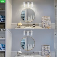 Maxvolador 3-Light Led Vanity Light Fixture, 1500Lumen Dimmable Wall Sconce Lighting, Modern Bathroom Wall Lights With Crystal Bubble Glass 21W