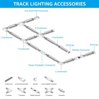 Leonlite H Track Power Feedable I Connector, H Type Single Circuit 3-Wire-1 Track Lighting Kit, Ul Listed, Flame Retardant Material, For H Track System, White