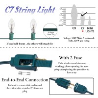 Dr.Betree C7 Christmas Lights Clear,25Ft C7 Christmas String Lights Warm White For Roofline Outdoor House Garden Patio Backyard Cafe Indoor Room Party Xmas Home Christmas Decorations Green Wire